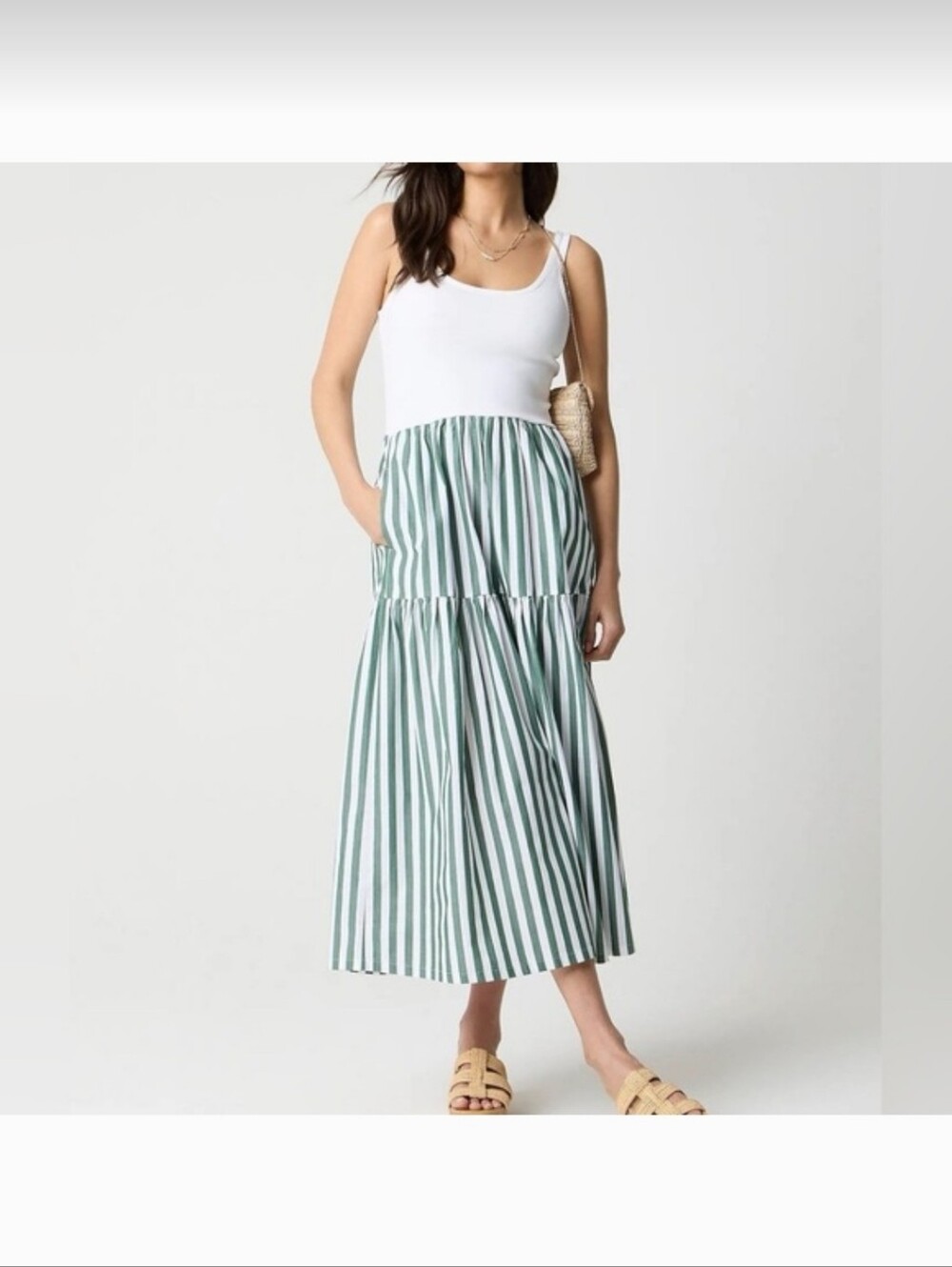 J.Crew Striped Tiered Mixy Dress Medium